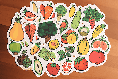 水果蔬菜扁平贴纸图片