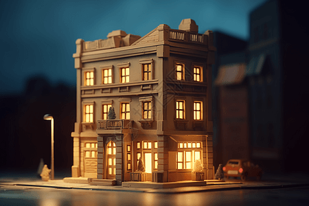 建筑物的粘土3D模型图片