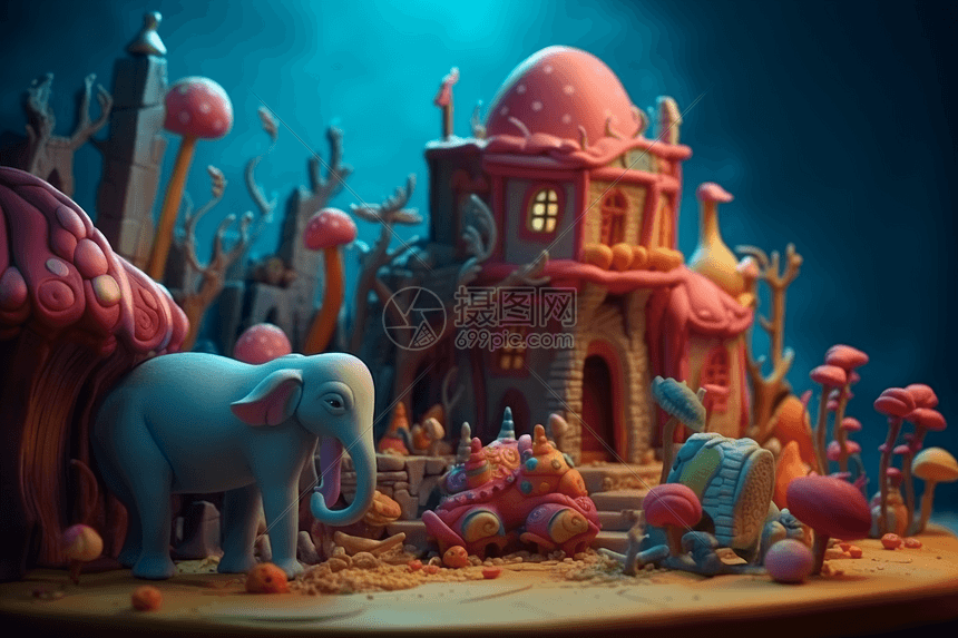 童话世界3D黏土模型图片