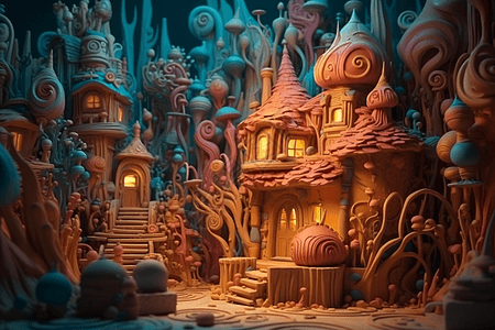 童话世界黏土模型背景图片