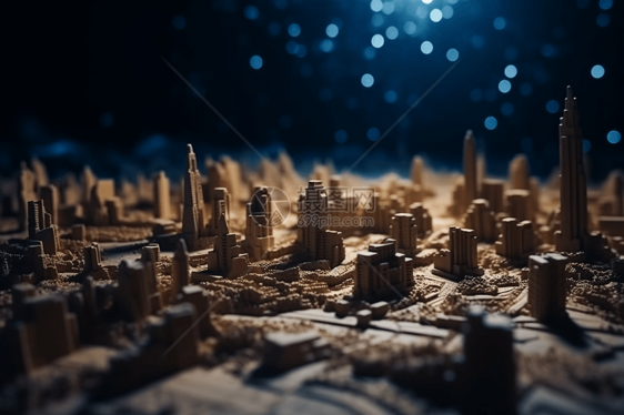 未来派城市景观的3D模型图片