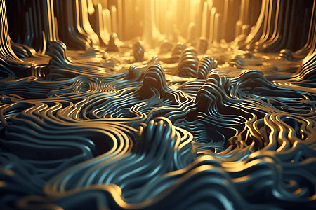 流动液体制成的超现实3D迷宫图片