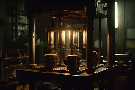 制造工厂液压机作业特写图图片