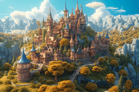 神奇的王国城堡3D艺术插图背景图片