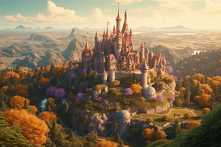 神奇的王国城堡创意插图背景图片