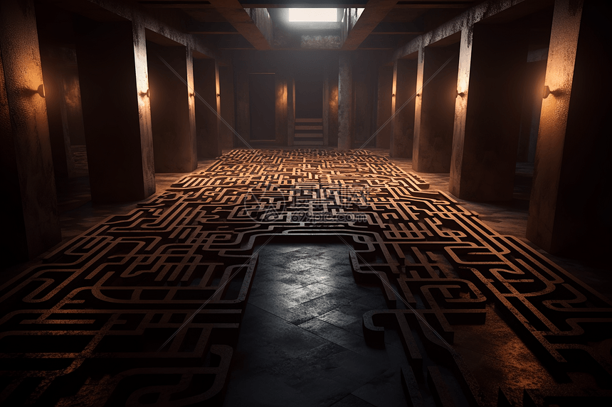 地下空间抽象迷宫3D概念图图片