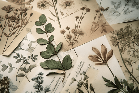 植物标本馆标本室创意贴纸设计图片