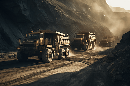 在采石场工作的采矿卡车图片