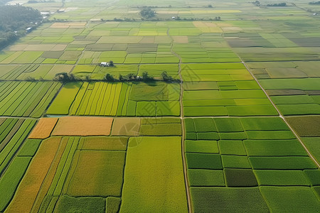 绿色的田野鸟瞰稻田高清图片