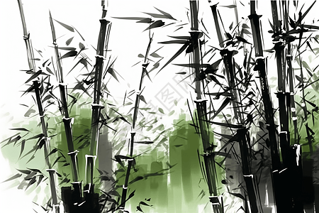 水墨描绘的竹林风景背景图片