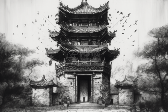 中式建筑风景图片
