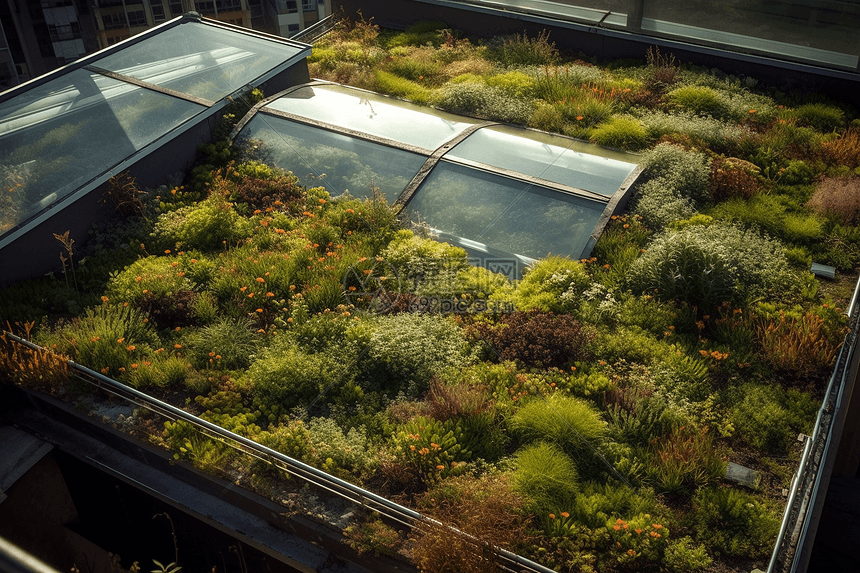 满是绿植的屋顶图片