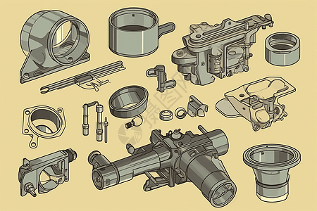 汽车节气门体不同的零件背景图片