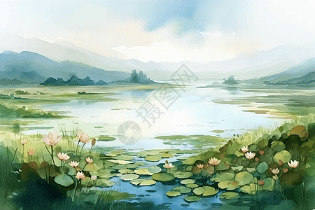 宁静的湖泊中的莲花图片