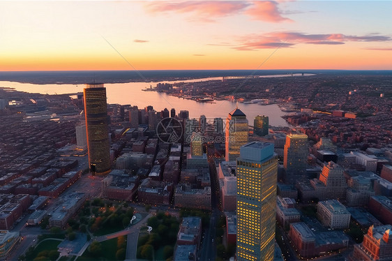 日落时的波士顿图片