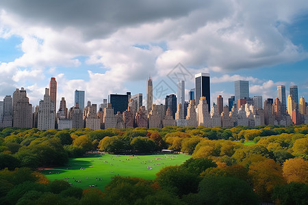 纽约曼哈顿的空中全景背景图片