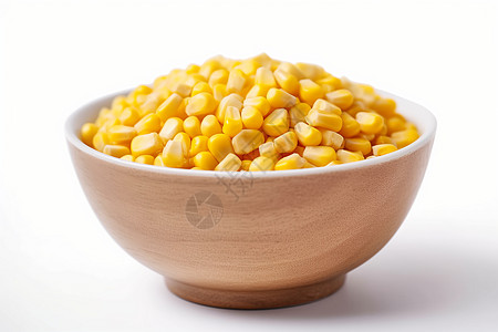 白色背景上的玉米粒碗图片