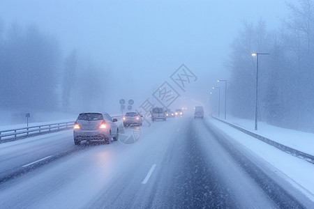 暴雪天气的道路高清图片