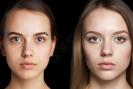 女性脸部对比图片