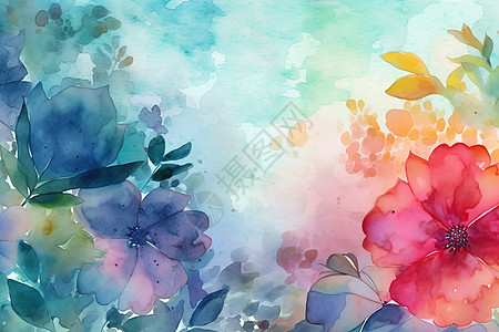 彩色花朵水墨背景背景图片