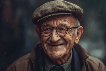 微笑的外国老人肖像图片