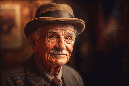 一位面带笑容的老人背景图片