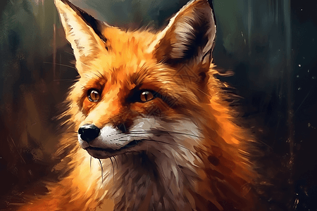 狡猾的狐狸油画背景图片