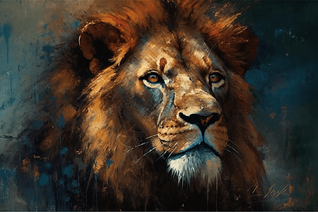 威严的狮子油画图片