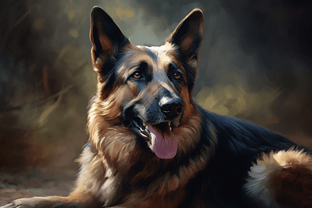油画风格的狗肖像图片