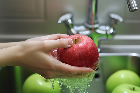 洗苹果的人图片