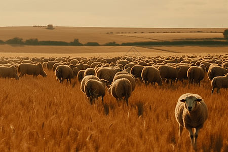 农场放牧羊群背景图片