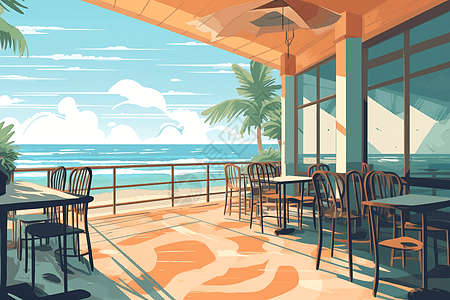 海滨咖啡馆视角图片