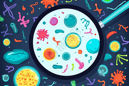 放大镜下的微生物细菌图片