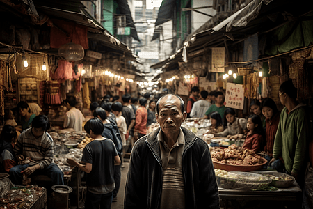 嘈杂的街市图片