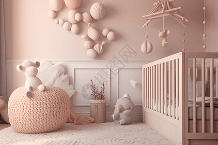 粉嫩的婴儿房图片
