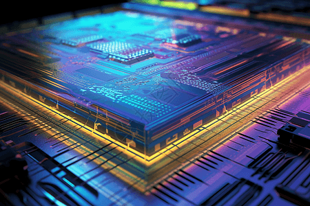 电路板微芯片3D概念图图片