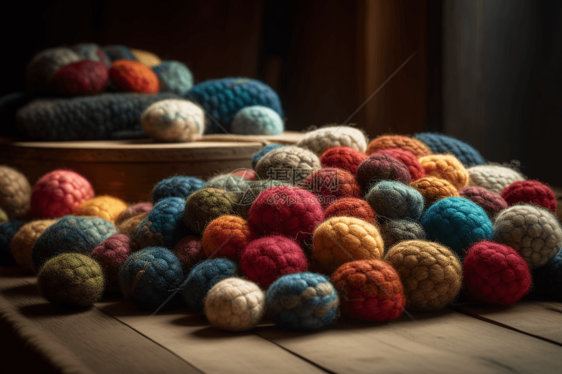 多彩的羊毛毡图片