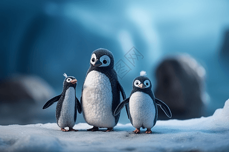 雪中的企鹅一家图片