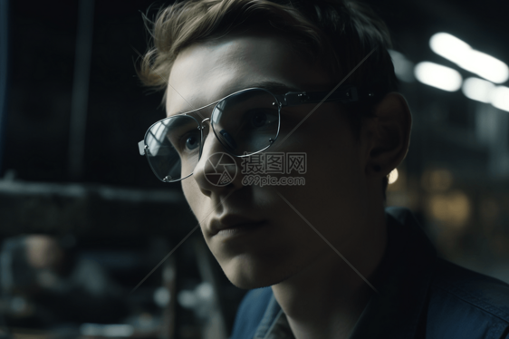 工厂制造中戴AR眼镜的人图图片