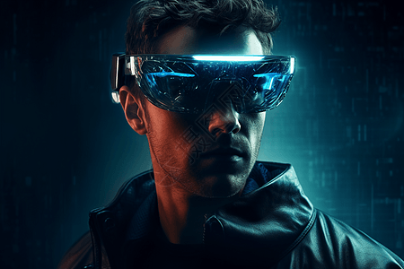 高科技领域戴着AR眼镜的男人图图片