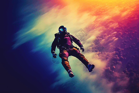 跳伞运动员在天空下自由落体图片