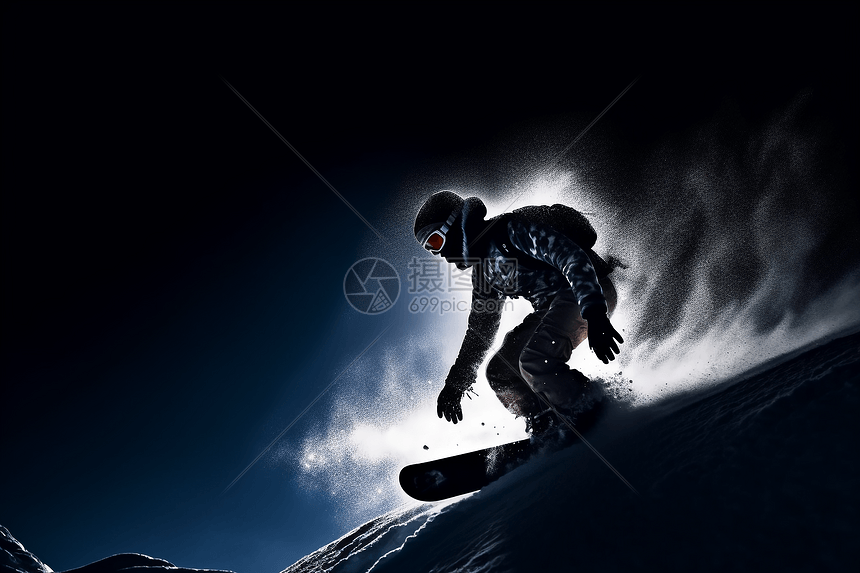 山间雪地滑雪图片