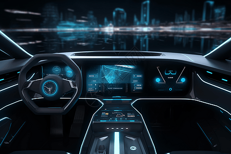 自动驾驶汽车的虚拟控制面板概念图图片