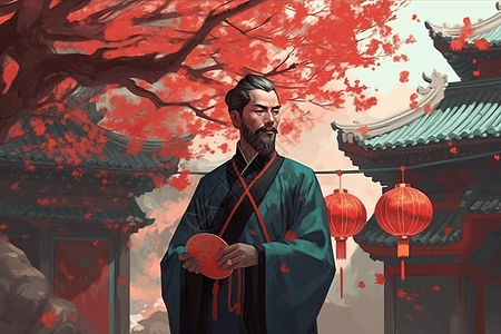 汉服袍君子插图背景图片