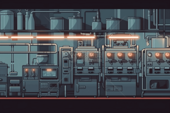 食品工厂烹饪区的艺术插图图片