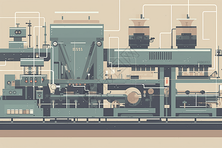 食品工厂车间使用的机器的插图背景图片