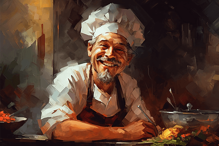 笑容慈祥的厨师背景图片