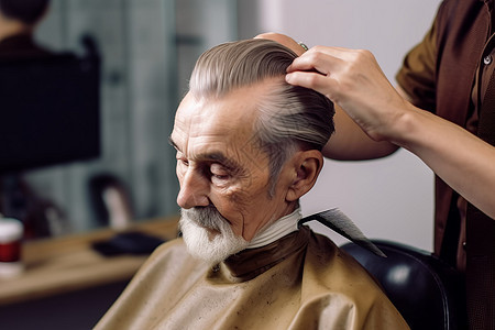 发型师为老人制作时尚发型图片