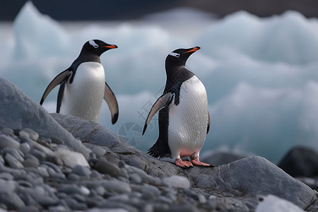 寒冷的南极半岛的企鹅图片