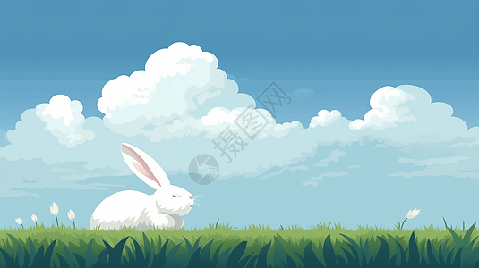 草原上的兔子背景图片